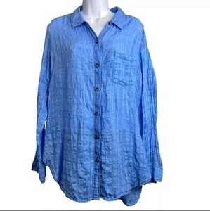 Pilcro and the Letterpress gorgeous sky blue button up long sleeve shirt sz 4